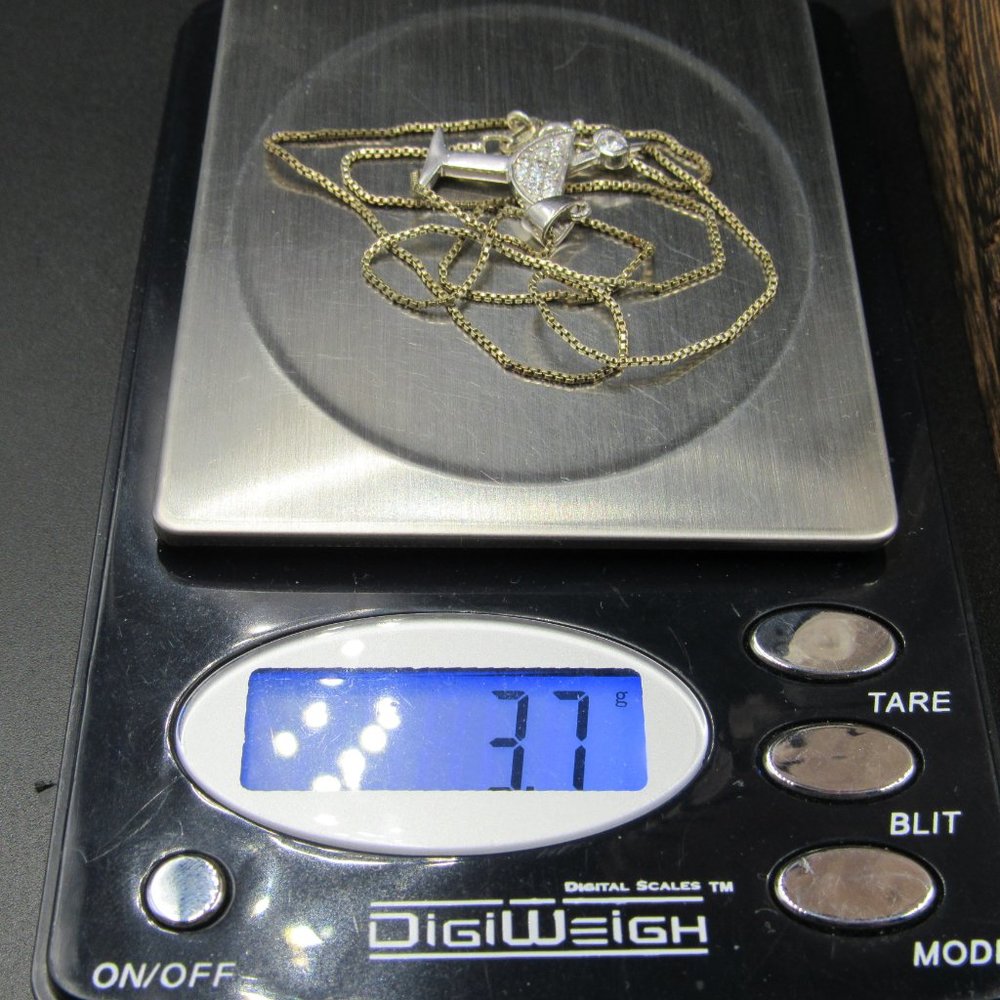 18" Sterling Rustic CZ Cocktail Glass Neckace - Picture 4 of 4